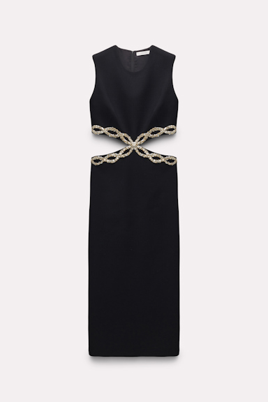 Dorothee Schumacher Sleeveless long dress with sequin embellished cutouts pure black